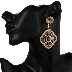 Gold and Purple Statement Earrings